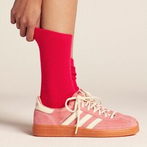 Adidas Women's Pink and White Sneakers